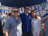 Bonnemaison Inc team Mari Brooks with celebrity Johnny Knoxville at a baseball game